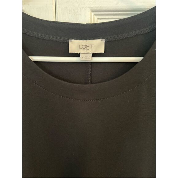 Loft Outlet Women's Crew Neck 3/4 Sleeve Fit & Flare Dress Black Size Medium - Picture 5 of 7